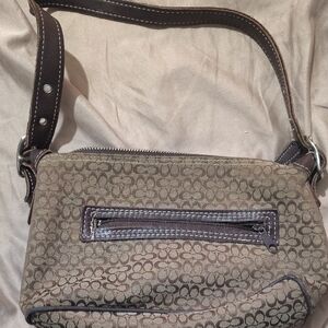 Coach Brown and Tan Signature Shoulder Bag